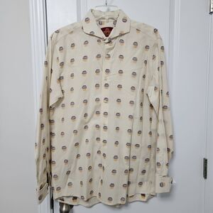 R. Lewis Contemporary Fit Shirt Men's 34/35 - 16.5 Creme Aztec French Cuffs